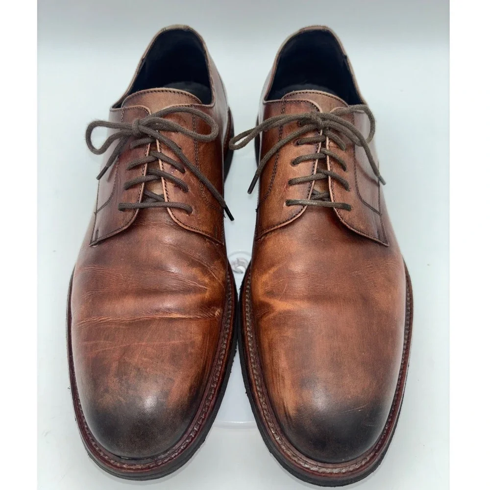 JOHNSTON & MURPHY Collection Mens Brown Leather Shoe Sneaker Dress Derby‎ Italy